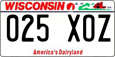 WI license plate 025XOZ