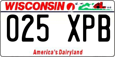 WI license plate 025XPB
