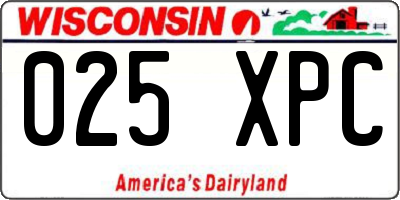 WI license plate 025XPC