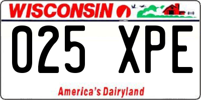 WI license plate 025XPE