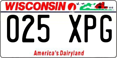 WI license plate 025XPG