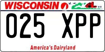 WI license plate 025XPP