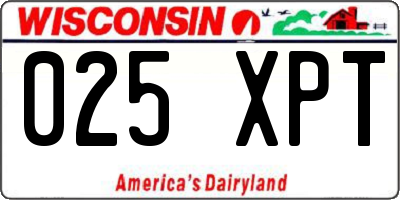 WI license plate 025XPT