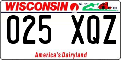 WI license plate 025XQZ