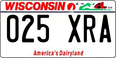 WI license plate 025XRA