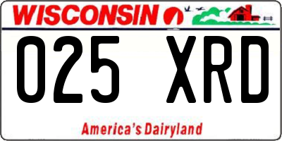 WI license plate 025XRD