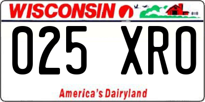 WI license plate 025XRO