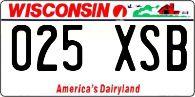 WI license plate 025XSB