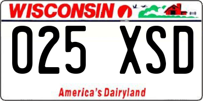 WI license plate 025XSD