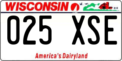 WI license plate 025XSE