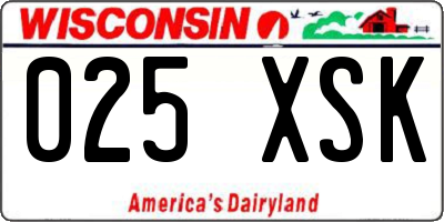 WI license plate 025XSK