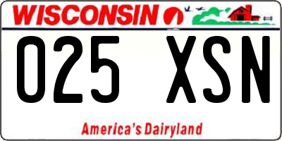 WI license plate 025XSN
