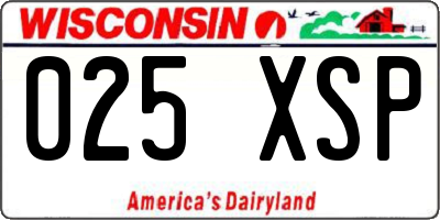 WI license plate 025XSP