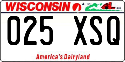 WI license plate 025XSQ