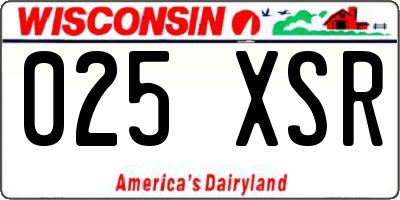 WI license plate 025XSR