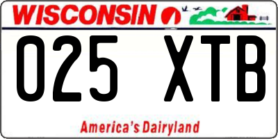 WI license plate 025XTB