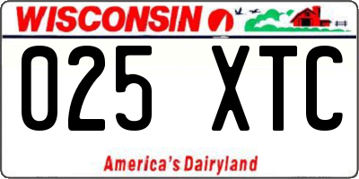WI license plate 025XTC