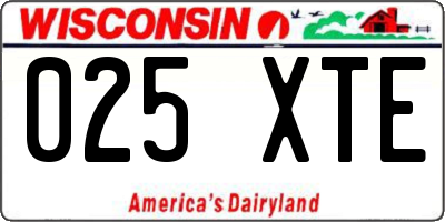 WI license plate 025XTE