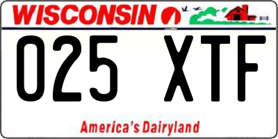 WI license plate 025XTF