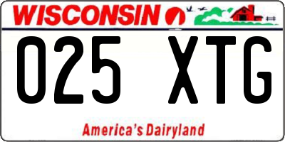 WI license plate 025XTG