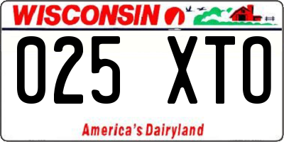 WI license plate 025XTO