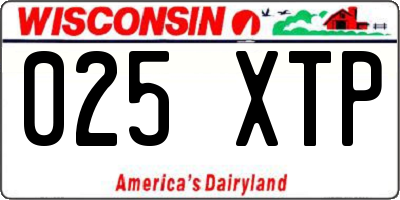 WI license plate 025XTP