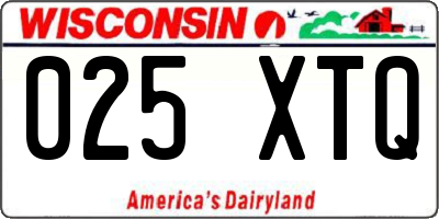 WI license plate 025XTQ