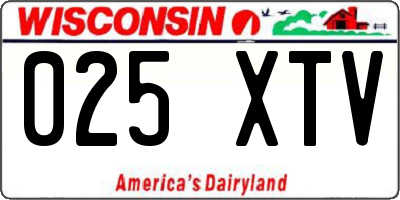 WI license plate 025XTV