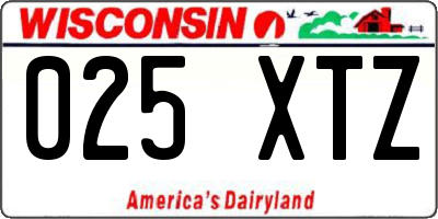 WI license plate 025XTZ