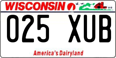 WI license plate 025XUB
