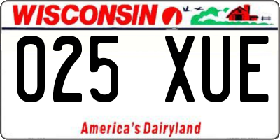 WI license plate 025XUE