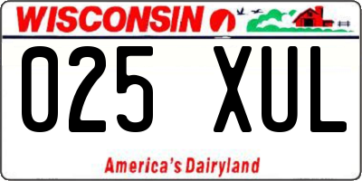WI license plate 025XUL