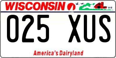 WI license plate 025XUS