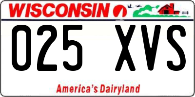 WI license plate 025XVS