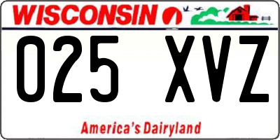 WI license plate 025XVZ