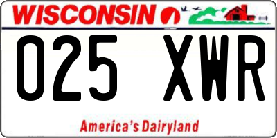 WI license plate 025XWR