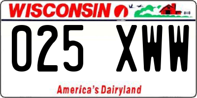 WI license plate 025XWW