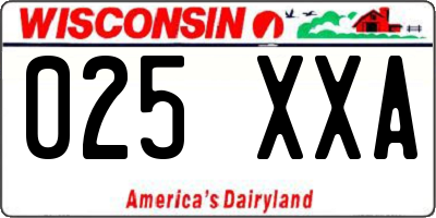 WI license plate 025XXA
