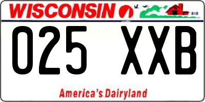 WI license plate 025XXB