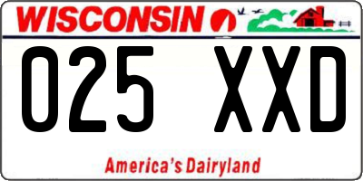 WI license plate 025XXD