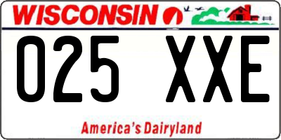 WI license plate 025XXE