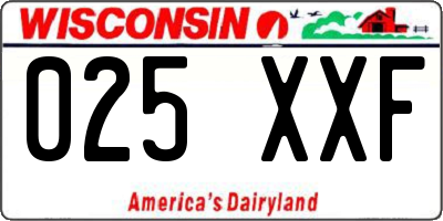 WI license plate 025XXF
