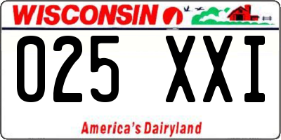WI license plate 025XXI