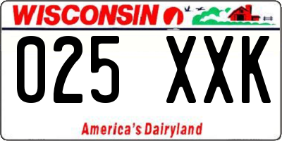 WI license plate 025XXK