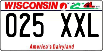 WI license plate 025XXL
