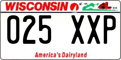 WI license plate 025XXP