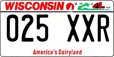WI license plate 025XXR