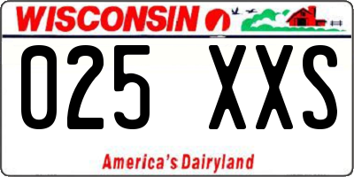 WI license plate 025XXS