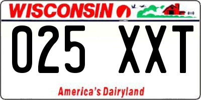 WI license plate 025XXT