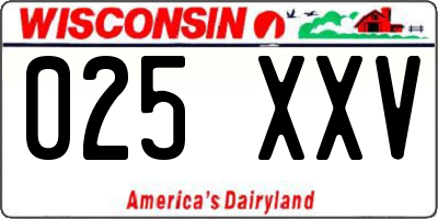 WI license plate 025XXV